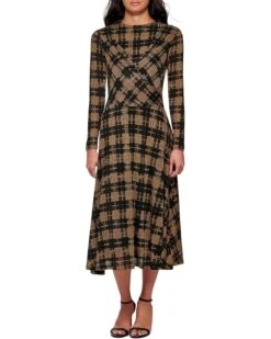 Calvin Klein Printed Long Sleeve Crisscross Dress