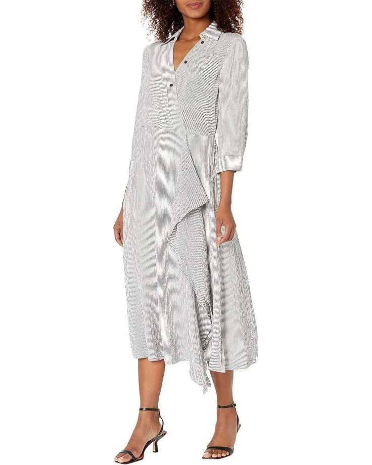 Calvin Klein Gauze Collard Dress With Draped Skirt Detail 3 Calvin Klein Gauze Collard Dress With Draped Skirt Detail