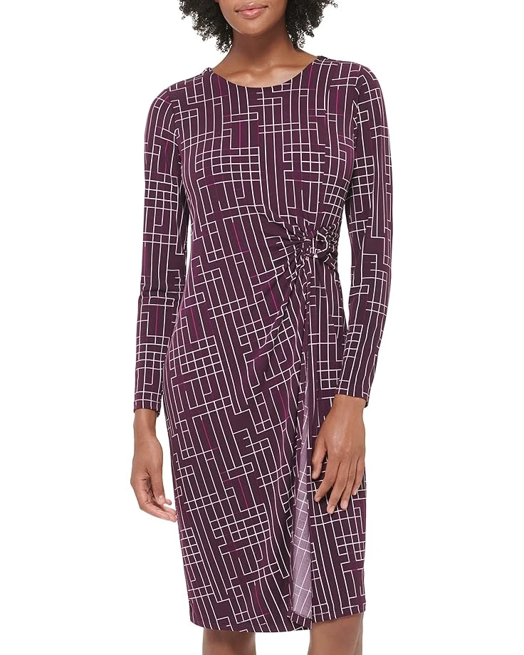Calvin Klein Printed Faux Wrap Dress W/ Hardware 3 Calvin Klein Printed Faux Wrap Dress W/ Hardware
