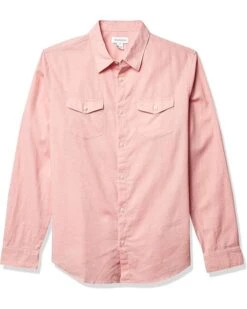 Calvin Klein Men's Long Sleeve Stretch Cotton Linen Button Down Shirt