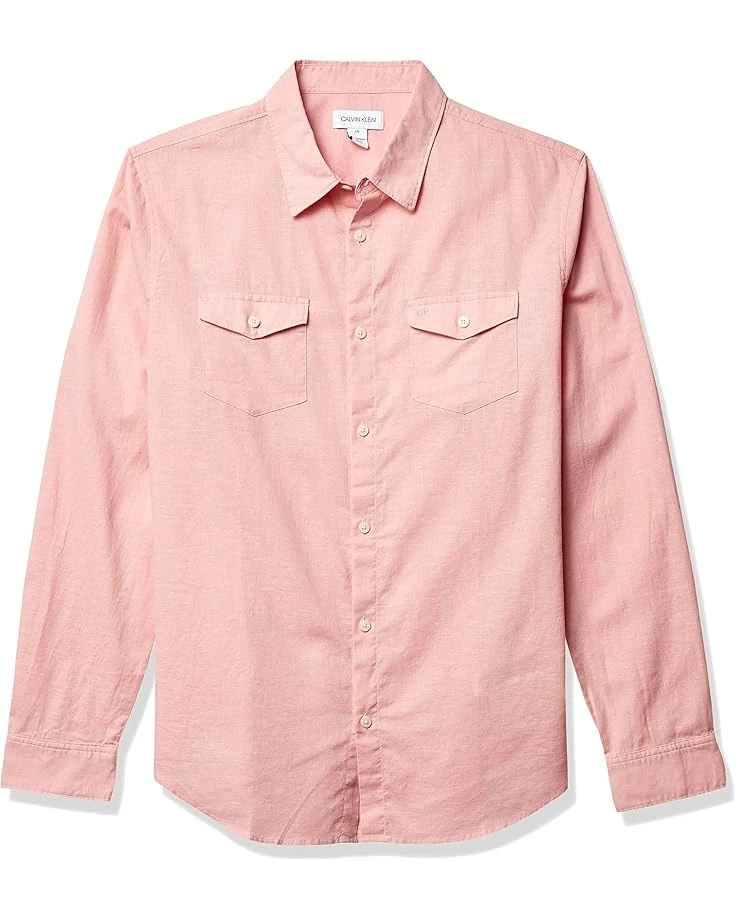 Calvin Klein Men's Long Sleeve Stretch Cotton Linen Button Down Shirt 3 Calvin Klein Men's Long Sleeve Stretch Cotton Linen Button Down Shirt