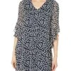 Calvin Klein Chiffon Print Bell Sleeve Dress