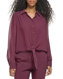 Calvin Klein Knot Front Smocked Shoulder