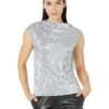 Calvin Klein Sleeveless Pleated Metallic Top