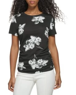Calvin Klein Printed Short Sleeve Ruched Side