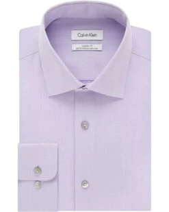 Calvin Klein Men's Dress Shirt Regular Fit Non Iron Herringbone