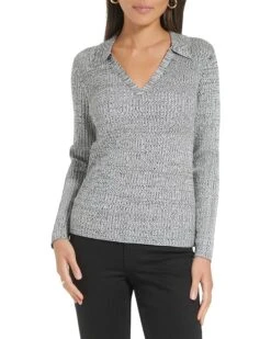 Calvin Klein Long Sleeve Rib With Collar