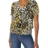 Calvin Klein Women's Printed Short Sleeve V Neck Blouse With Smocking 1 Calvin Klein Women's Printed Short Sleeve V Neck Blouse With Smocking -Calvin Klein Sale 91ZMG8UnIPS. AC SR736920