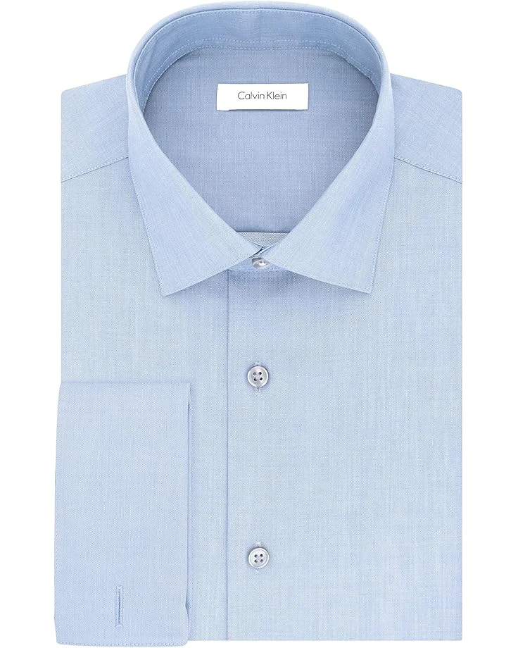 Calvin Klein Men's Dress Shirt Slim Fit Non Iron Herringbone French Cuff 3 Calvin Klein Men's Dress Shirt Slim Fit Non Iron Herringbone French Cuff