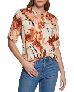 Calvin Klein Printed Crew Neck Roll Sleeve